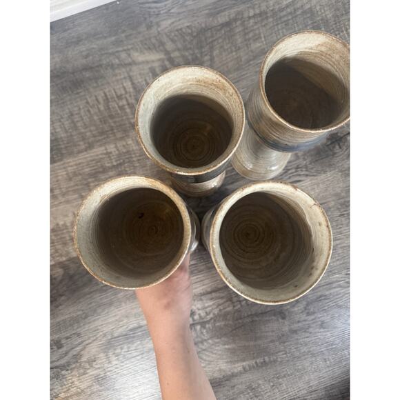 Studio Art Pottery Large Wine Goblet/Chalice 9 3/4” Set of 4 Handmade Glasses - Picture 5 of 16